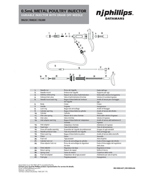 0.5mL METAL POULTRY INJECTOR